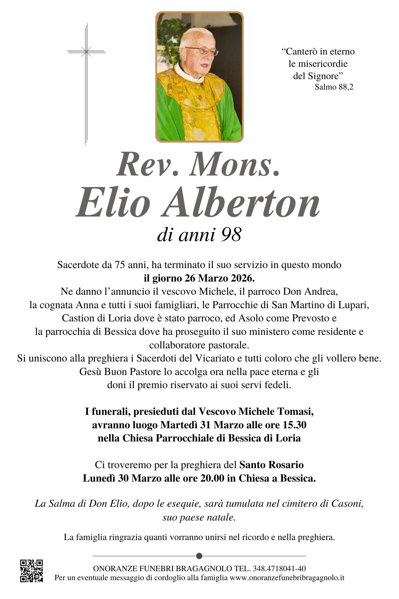 epigrafe Rev. Mons. Elio Alberton